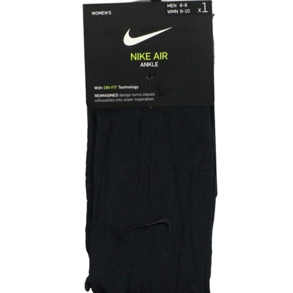 Nike Women's Air Sheer Ankle Socks Medium (6-8) Black - Picture 1 of 7